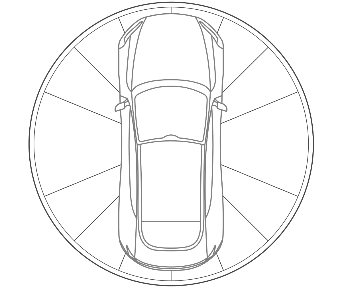 Line drawing diagram of a car turntable from birds eye view